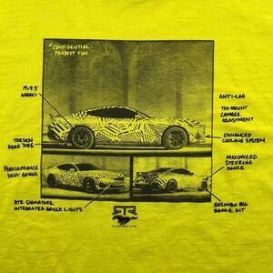 RTR Vehicles Ford Mustang RTR Project Fun Graphic Tee Mens L Neon Yellow